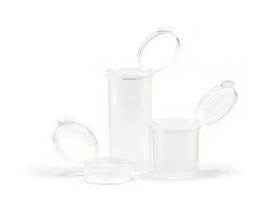 Picture of Hinged Plastic Containers, Round, 15.38 mL, 1.19"x1.35"