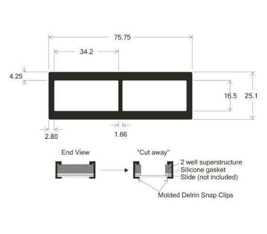 Picture of 2 Well ProPlate™ Module only/ 16.5 x 34mm, without Clips