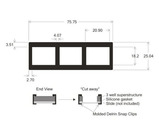 Picture of 3 Well ProPlate™ Module Only/ 18 X 20 mm, Without Clips