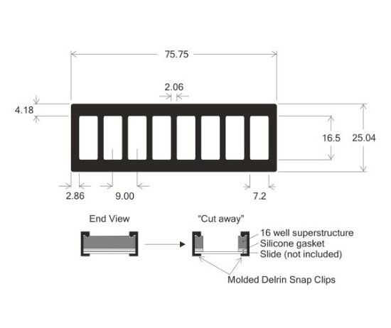 Picture of 8 Well ProPlate™ Module only/ 7 x 16 mm, without Clips