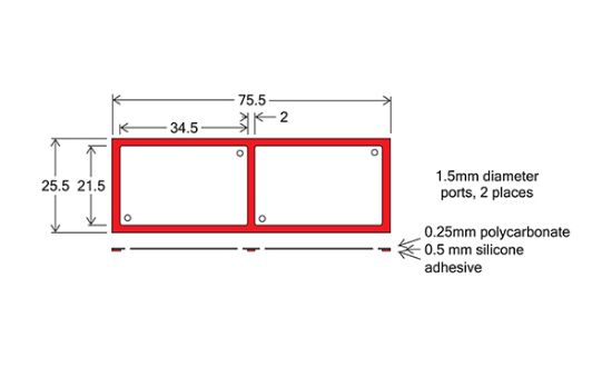 Picture of SecureSeal™ Hybridization Chambers, 2 Wells - 21.5mm X 34.5mm X 0.6mm