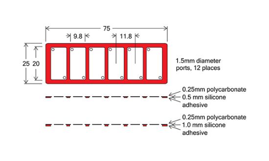 Picture of SecureSeal™ Hybridization Chambers, 6 Wells - 9.8mm X 20mm X 0.9mm