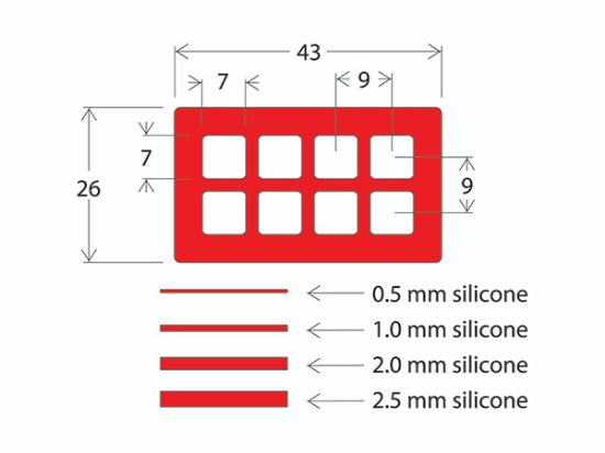 Picture of S / S Press To Seal Gasket, 7X7mm Id, 1.0mm -Depth, 8 Well