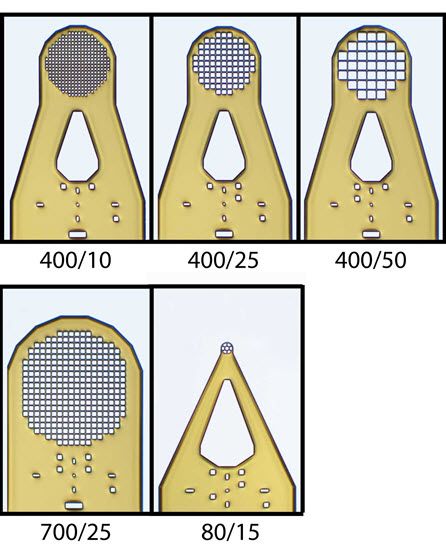 Picture of MicroMesh Mounts, 400µm Diameter, 10µm Openings, Pin Spine