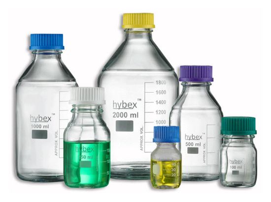 Picture of hybex™ Media Storage Bottles, 100ml, GL45 Assorted Caps