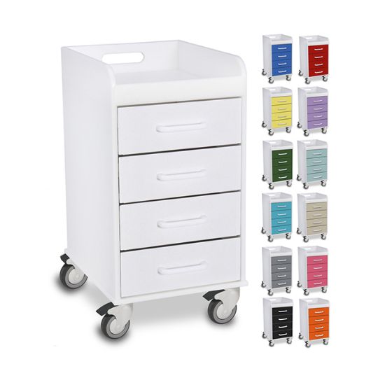 Picture of Compact 4 Drawer Locking Cart,Orange Drawers